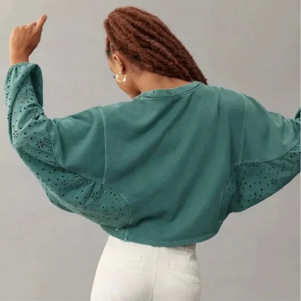 Anthro Pilcro batwing eyelet sweatshirt m - Picture 8 of 8